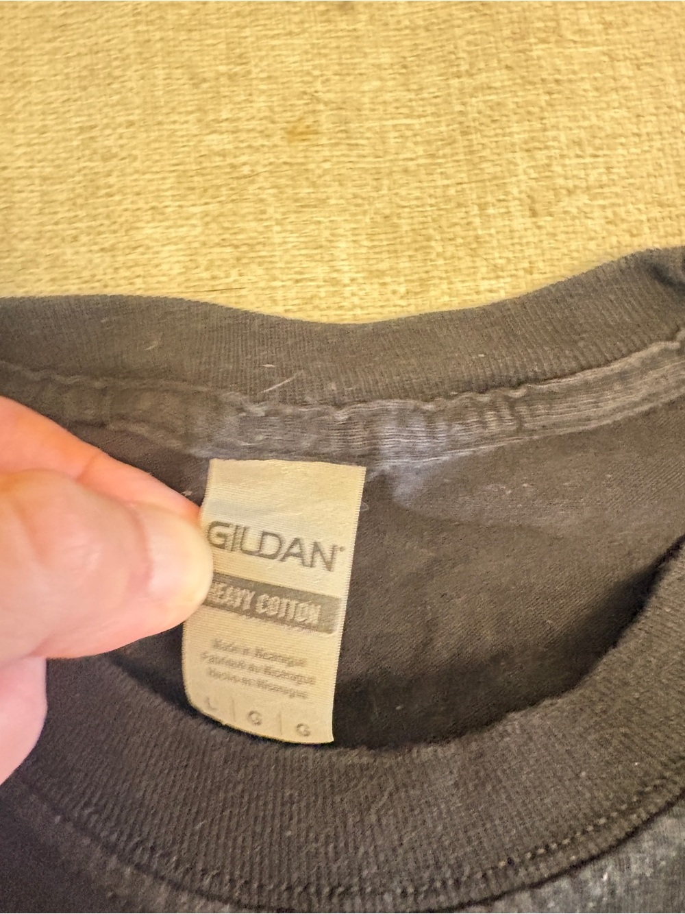 Gildan Long-Sleeve Crewneck Shirt - Charcoal with Red Logo - Picture 3 of 3